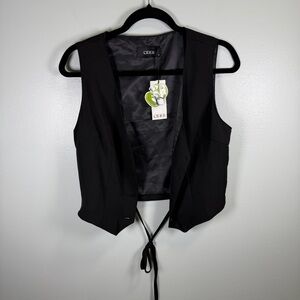 Cider Women's Black Cropped Tie-Back Vest‎ Sz Medium NWT